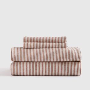 Quince European Linen Stripe Cal King Sheet Set